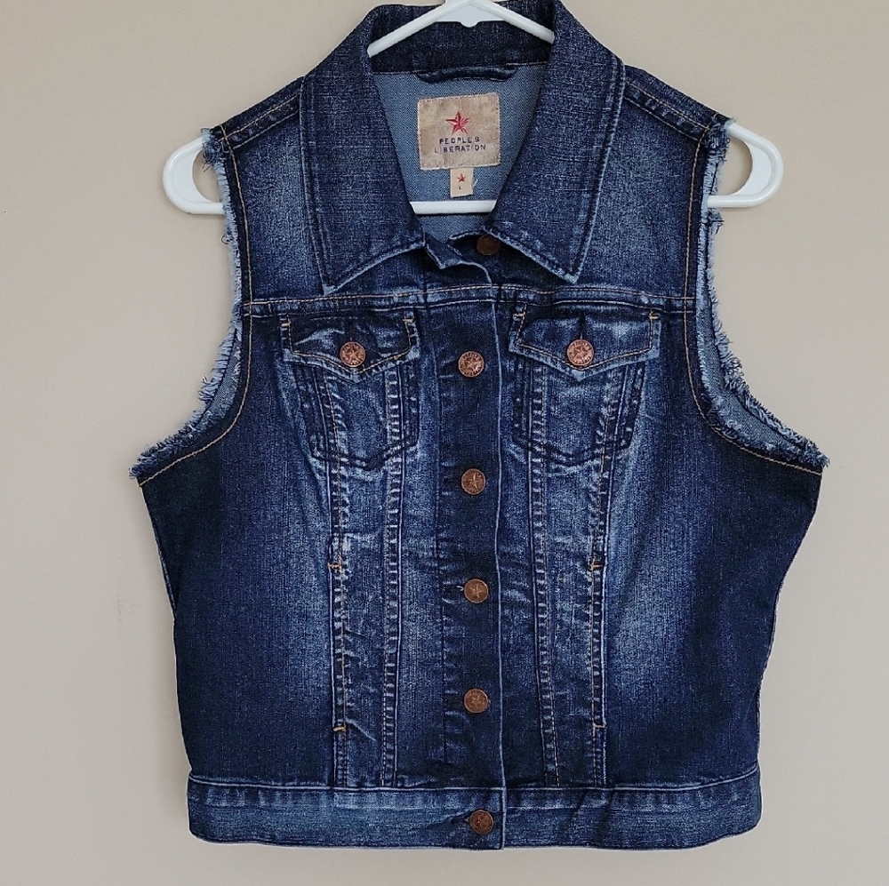 People's Liberation Denim Vest with Copper Details Size L